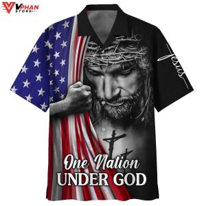 One Nation Under God Jesus American Flag Hawaiian Summer Shirt 1