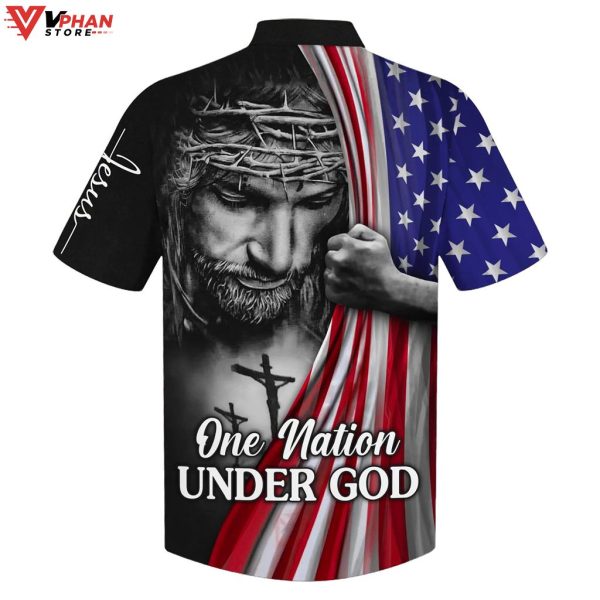 One Nation Under God Jesus American Flag Hawaiian Summer Shirt