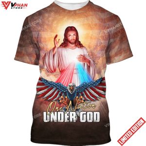 One Nation Under God Jesus And American Eagle 3d Shirt 1