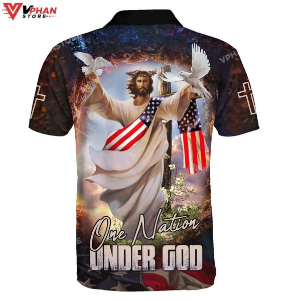 One Nation Under God Jesus And Dove Christian Polo Shirt & Shorts