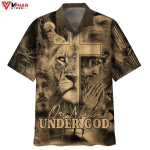 One Nation Under God Jesus And The Lion Of Judah Hawaiian Shirt 1