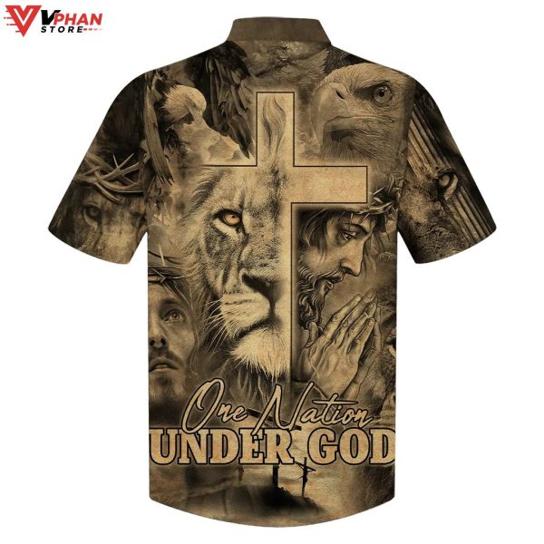 One Nation Under God Jesus And The Lion Of Judah Hawaiian Shirt