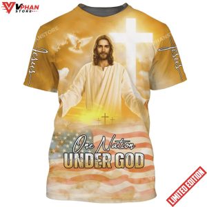 One Nation Under God Jesus Arms Wide Open 3d Shirt 1