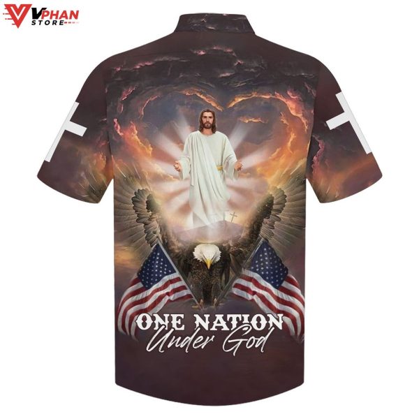 One Nation Under God Jesus Arms Wide Open Hawaiian Summer Shirt