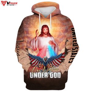 One Nation Under God Jesus Christ And Bald Eagle Hoodie 1