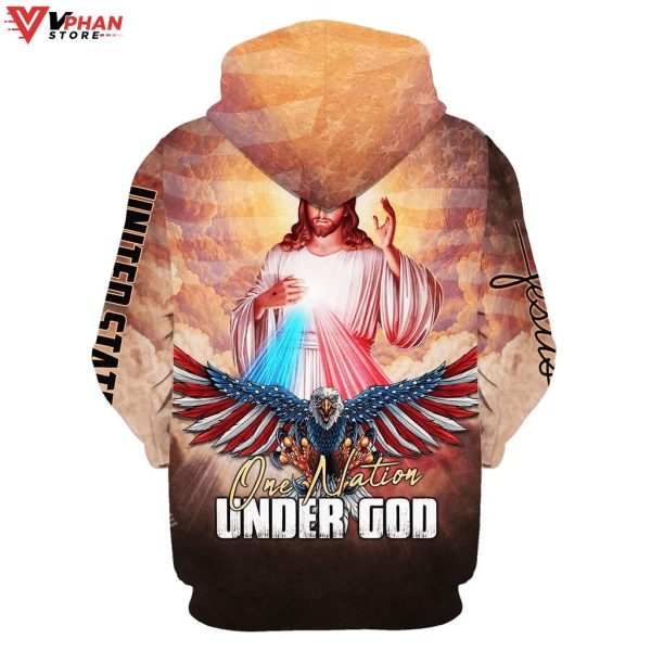 One Nation Under God Jesus Christ And Bald Eagle Hoodie