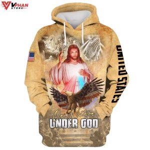 One Nation Under God Jesus Christ And Eagle Hoodie 1