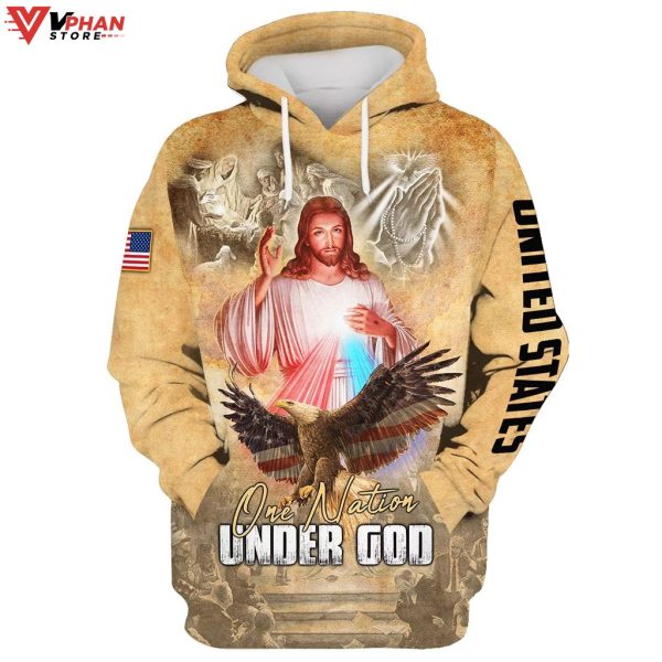 One Nation Under God Jesus Christ And Eagle Hoodie