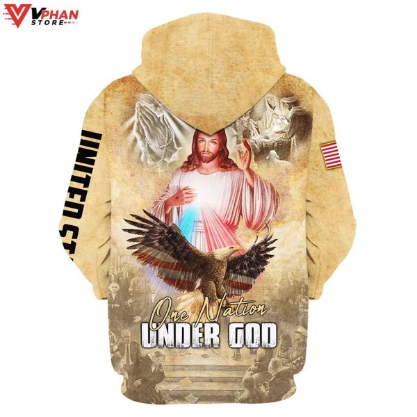 One Nation Under God Jesus Christ And Eagle Hoodie