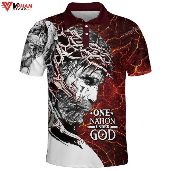 One Nation Under God Jesus Christ Christian Polo Shirt & Shorts