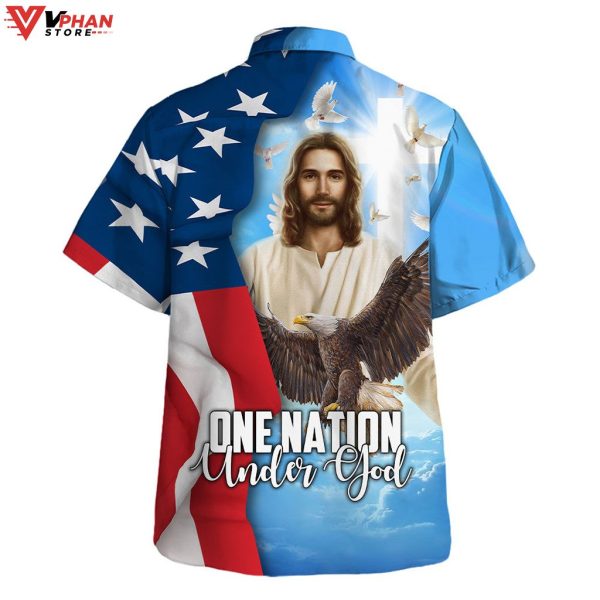 One Nation Under God Jesus Christ Eagle Hawaiian Summer Shirt