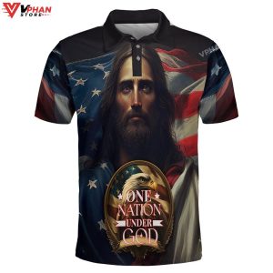 One Nation Under God Jesus Christian Polo Shirt Shorts 1