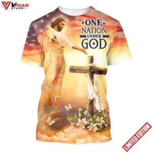 One Nation Under God Jesus Cross 3d All Over Print Shirt 1