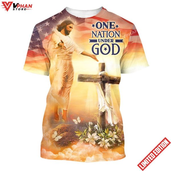 One Nation Under God Jesus Cross 3d All Over Print Shirt