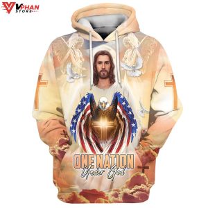 One Nation Under God Jesus Dove And Angles Christian Religious Hoodie 1