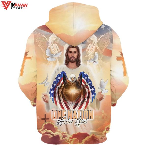 One Nation Under God Jesus Dove And Angles Christian Religious Hoodie