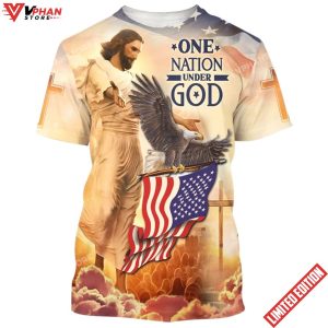 One Nation Under God Jesus Eagle 3d Shirt 1