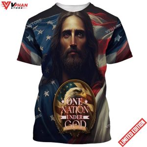 One Nation Under God Jesus Eagle America 3d All Over Print Shirt 1