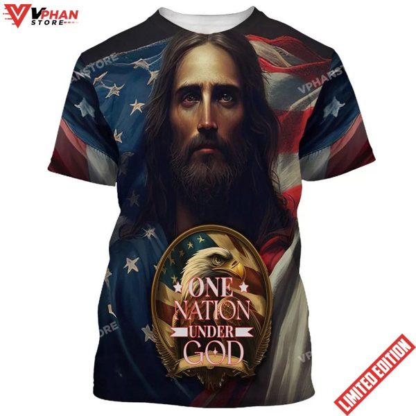 One Nation Under God Jesus Eagle America 3d All Over Print Shirt