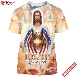 One Nation Under God Jesus Eagle American 3d All Over Print Shirt 1