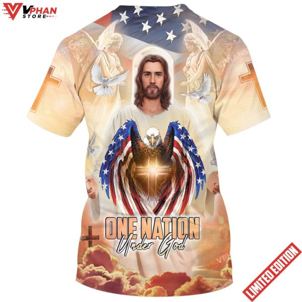 One Nation Under God Jesus Eagle American 3d All Over Print Shirt