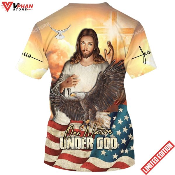 One Nation Under God Jesus Eagle US Flag 3d Shirt