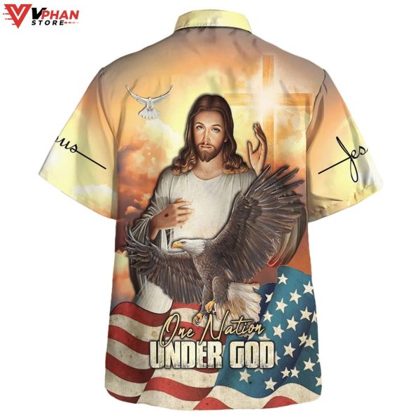 One Nation Under God Jesus Us Flag Eagle American Flag Hawaiian Shirt