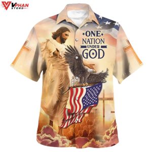 One Nation Under God Jesus Eagle Hawaiian Summer Shirt 1