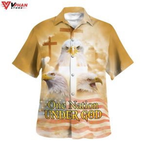 One Nation Under God Jesus Eagle Tropical Outfit Religious Hawaiian Shirt 1