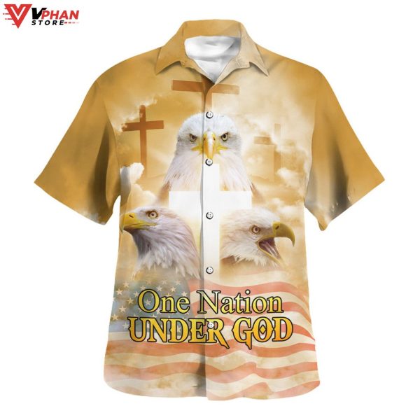 One Nation Under God Eagle Tropical Outfit Religious Hawaiian Shirt