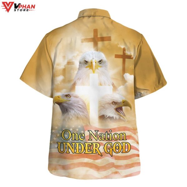 One Nation Under God Eagle Tropical Outfit Religious Hawaiian Shirt