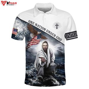 One Nation Under God Jesus Hands Christian Polo Shirt Shorts 1
