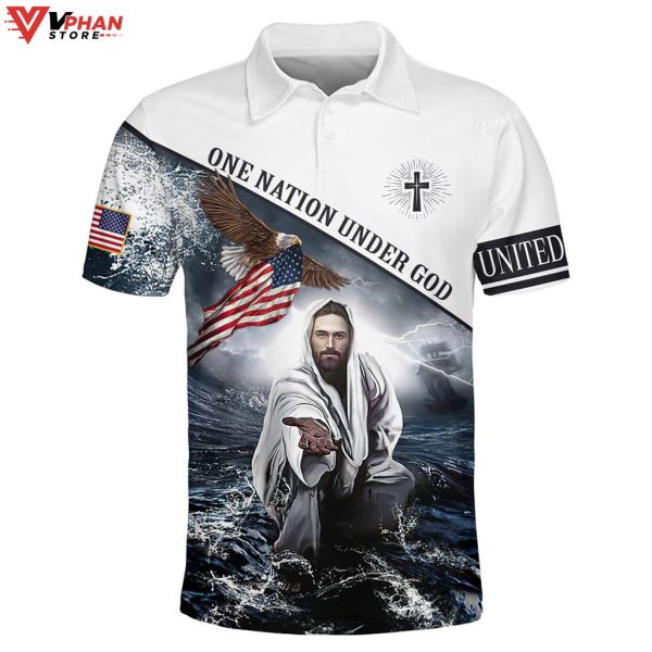 One Nation Under God Jesus Hands Christian Polo Shirt & Shorts