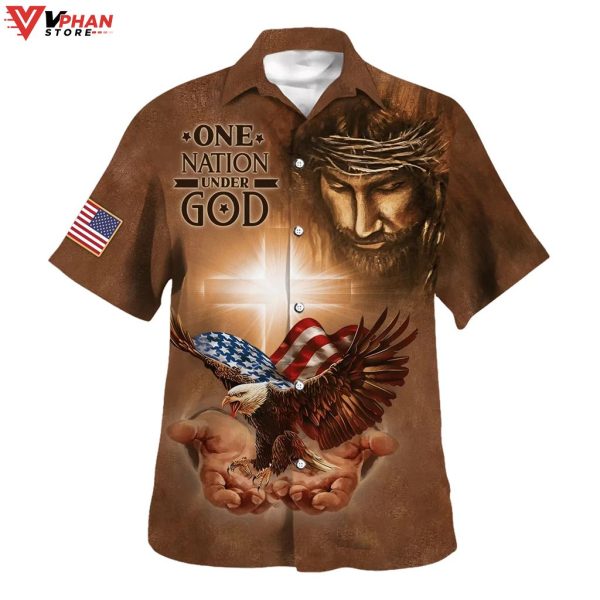 One Nation Under God Jesus Holy In Hand Eagle Christian Hawaiian Shirt