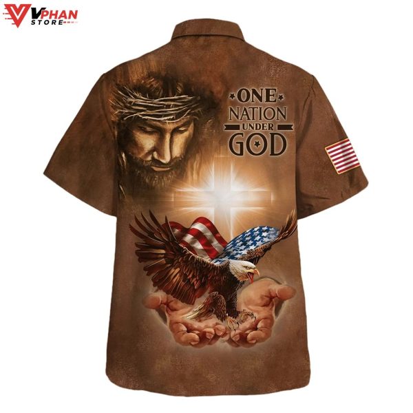 One Nation Under God Jesus Holy In Hand Eagle Christian Hawaiian Shirt