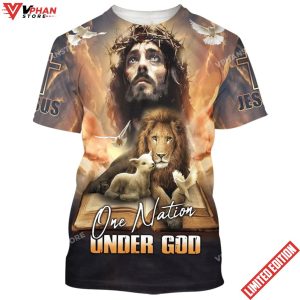 One Nation Under God Jesus Lion And The Lamb 3d Shirt 1