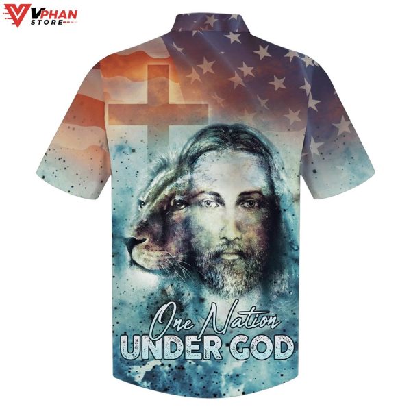 One Nation Under God Jesus Lion Christian Gift Hawaiian Summer Shirt