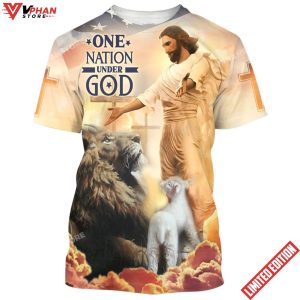 One Nation Under God Jesus Lion Of Judah Lamb Of God 3d Shirt 1