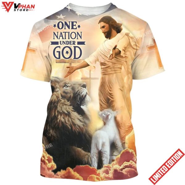 One Nation Under God Jesus Lion Of Judah Lamb Of God 3d Shirt