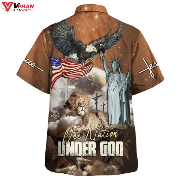 One Nation Under God Jesus Lion Tropical Christian Gifts Hawaiian Shirt