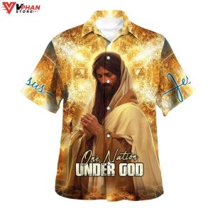 One Nation Under God Jesus Pray Tropical Christian Gifts Hawaiian Shirt 1