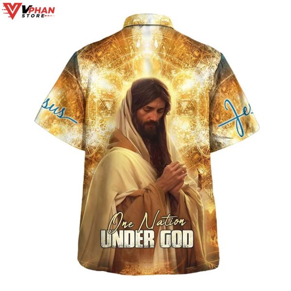 One Nation Under God Jesus Pray Tropical Christian Gifts Hawaiian Shirt