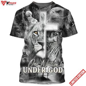 One Nation Under God Jesus Prayer Lion And Eagle Shirt 1