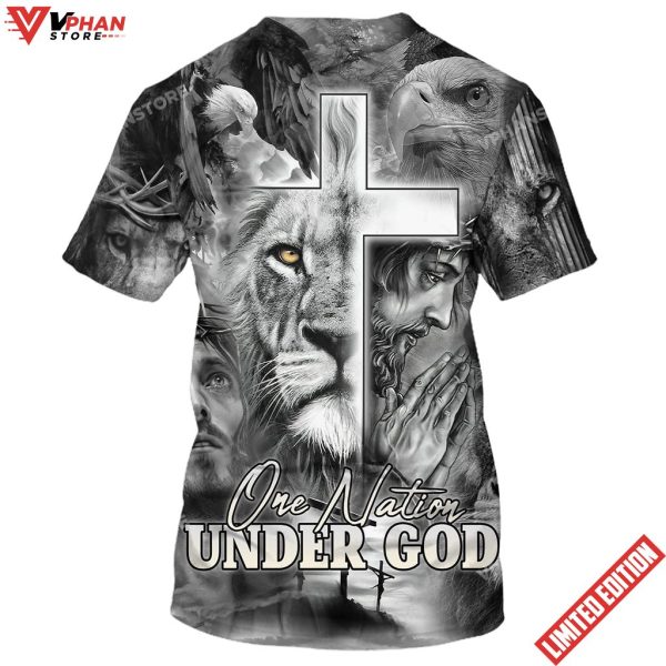 One Nation Under God Jesus Prayer Lion And Eagle Shirt