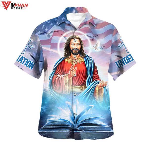 One Nation Under God Jesus Smile Hawaiian Shirt