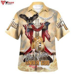 One Nation Under God Lion And The Lamb Christian Gift Hawaiian Shirt 1