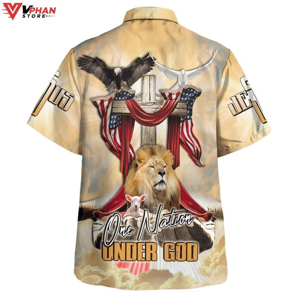 One Nation Under God Lion And The Lamb Christian Gift Hawaiian Shirt