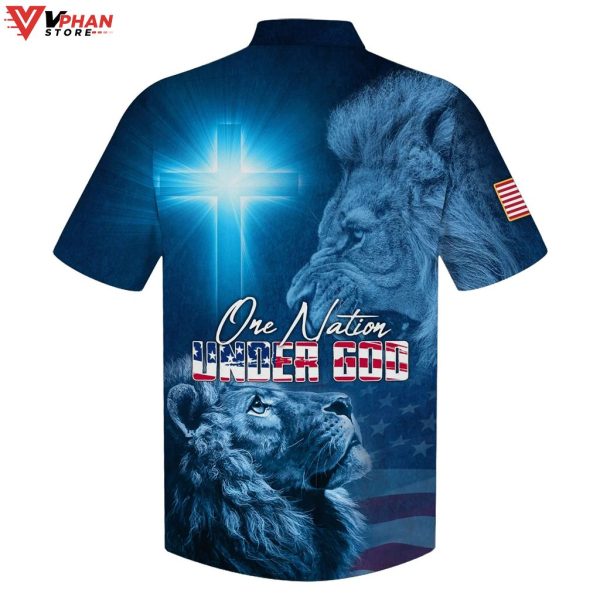 One Nation Under God Lion Christian Gift Ideas Hawaiian Summer Shirt