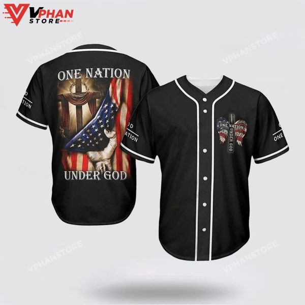 One Nation Under God Sports Religious Easter Gifts Christian Baseball Jersey