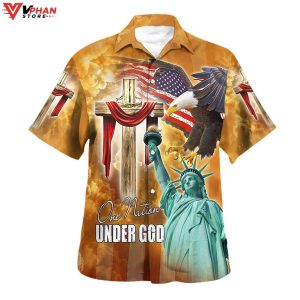 One Nation Under God Tropical Outfit Christian Hawaiian Summer Shirt 1